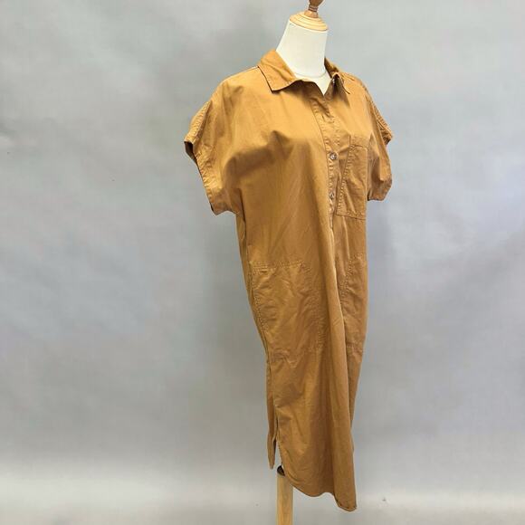 Gap short sleeve popover midi dress in deep camel size Medium Tall 100% cotton - Picture 5 of 13
